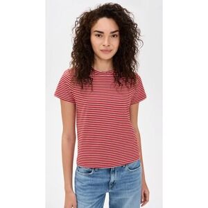 AMO Love Stripe Tee Red and White Size Small Casual Essential Summer Classic